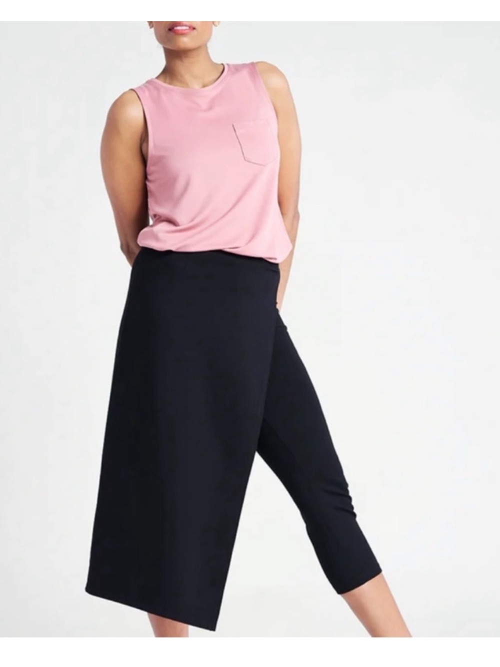 Betabrand The Sassiest Pants Capris Midi Skirt Overlay Black Women’s Size XXL